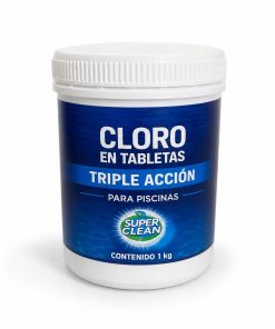 Cloro en tabletas Triple Acción Superclean para piscinas en envase de 1 kilogramo