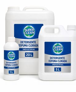 Detergente espuma clorada industrial Superclean en envases de 1, 5 y 20 litros