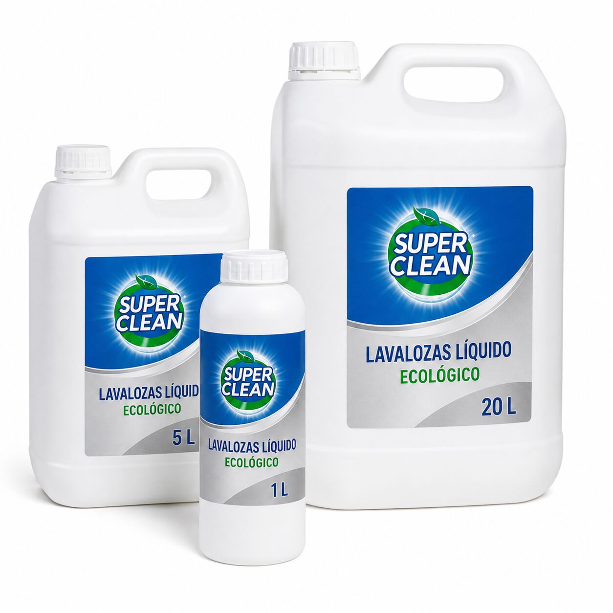 Lavalozas líquido ecológico Superclean en envases de 1, 5 y 20 litros